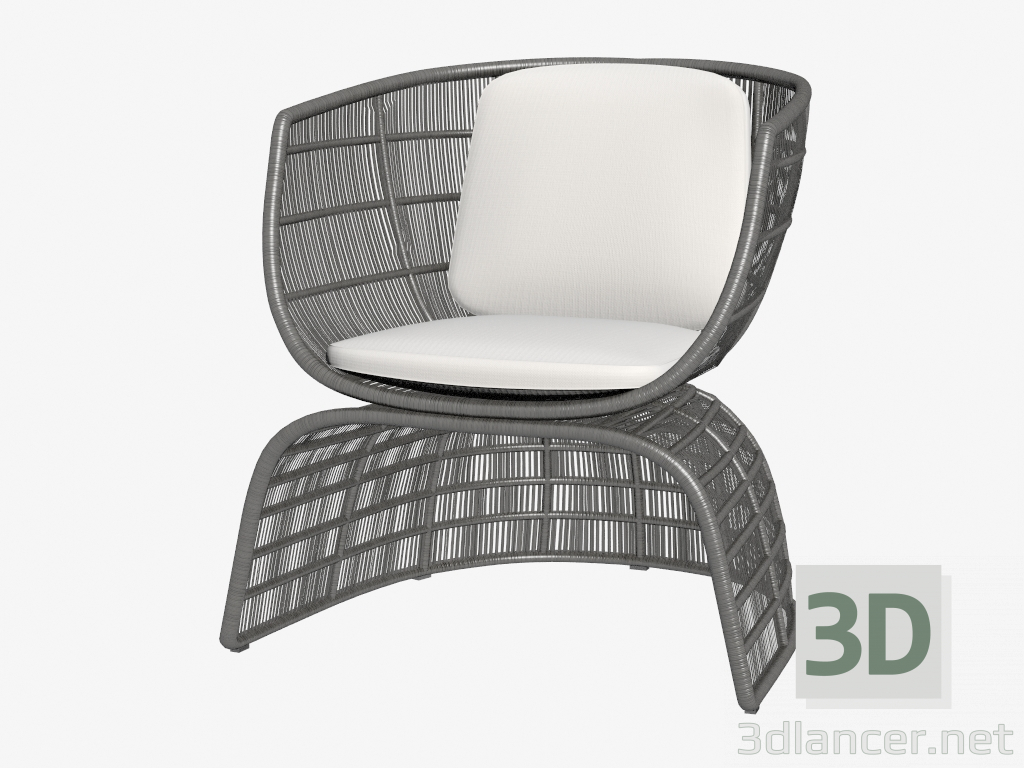 3d model Armchair with wicker bottom and pillows - preview