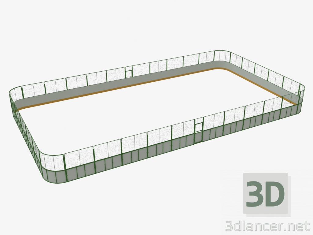 3d модель Хоккейный корт (пластик, сетка по периметру 28х15) (7932) – превью