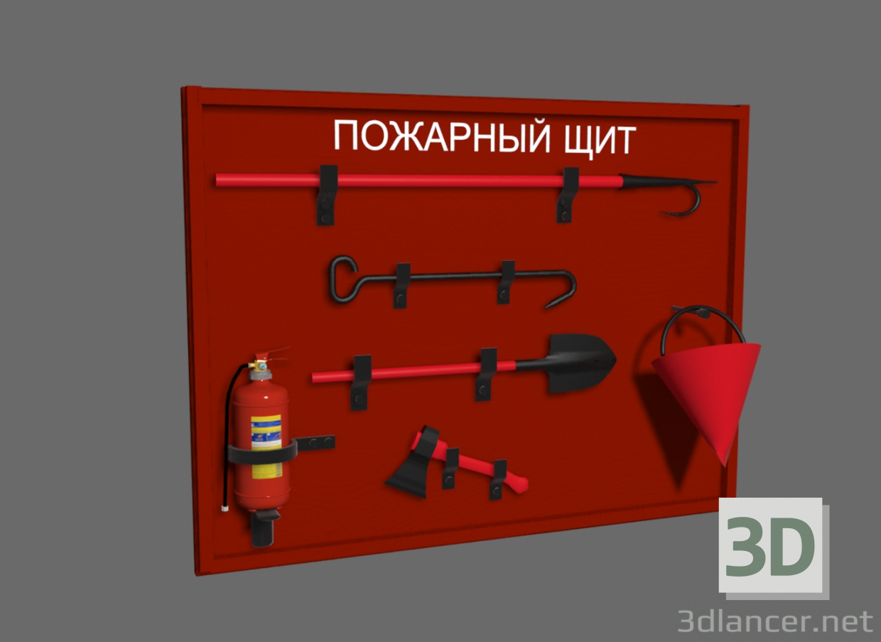 3d модель пожарный щит – превью