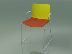 कुर्सी 0454 (आर्मर के साथ एक स्लाइड पर, सीट पर एक तकिया के साथ, पॉलीप्रोपाइलीन PO00118)