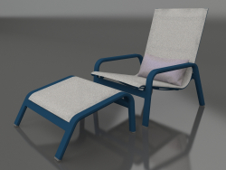 Lounge chair with high back and pouf (Grey blue)