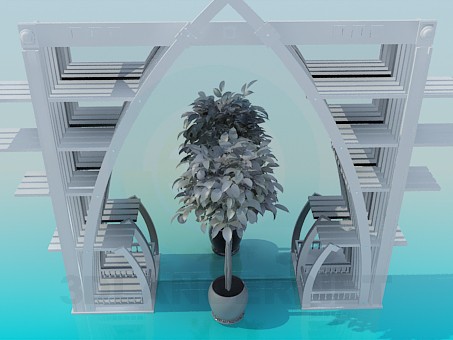 3d model Shelves with vases - preview
