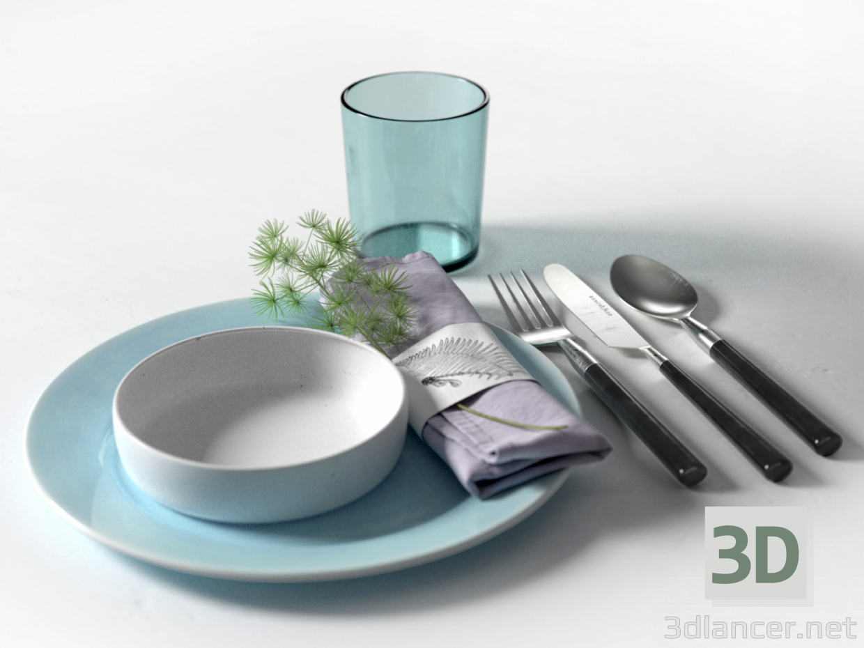 3d model Platos y cubiertos. Decoración Cocina - vista previa