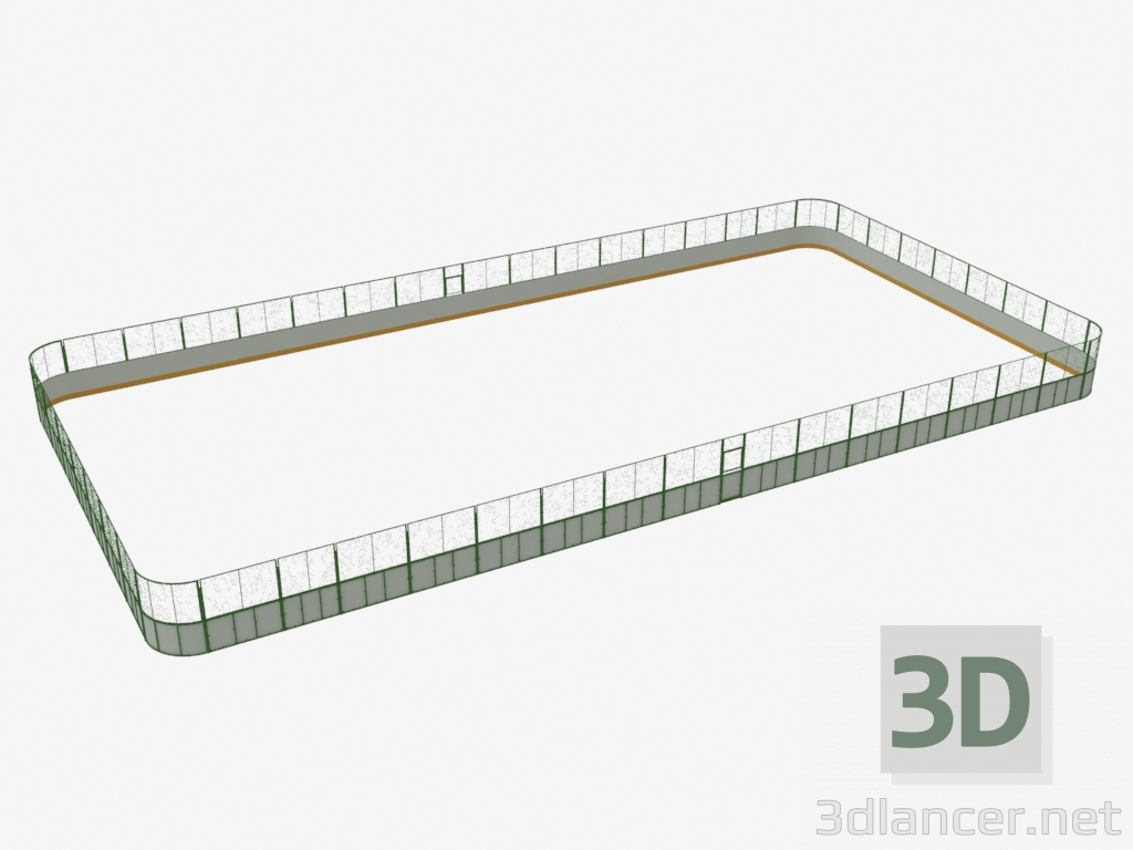3D Modell Hockeyplatz (Kunststoff, Raster um den Umfang von 40x20) (7932) - Vorschau