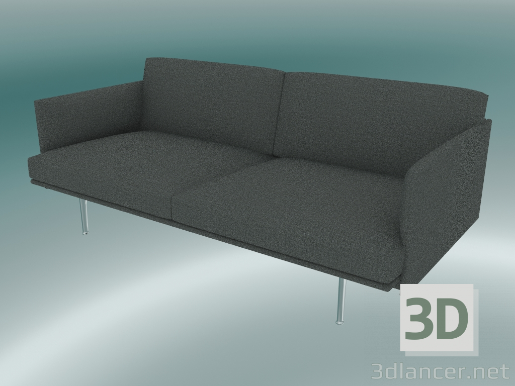 3D Modell Doppelsofa Outline (Remix 163, Aluminium poliert) - Vorschau