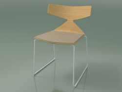 Stapelbarer Stuhl 3711 (auf einem Schlitten, mit Kissen, natürliche Eiche, V12)