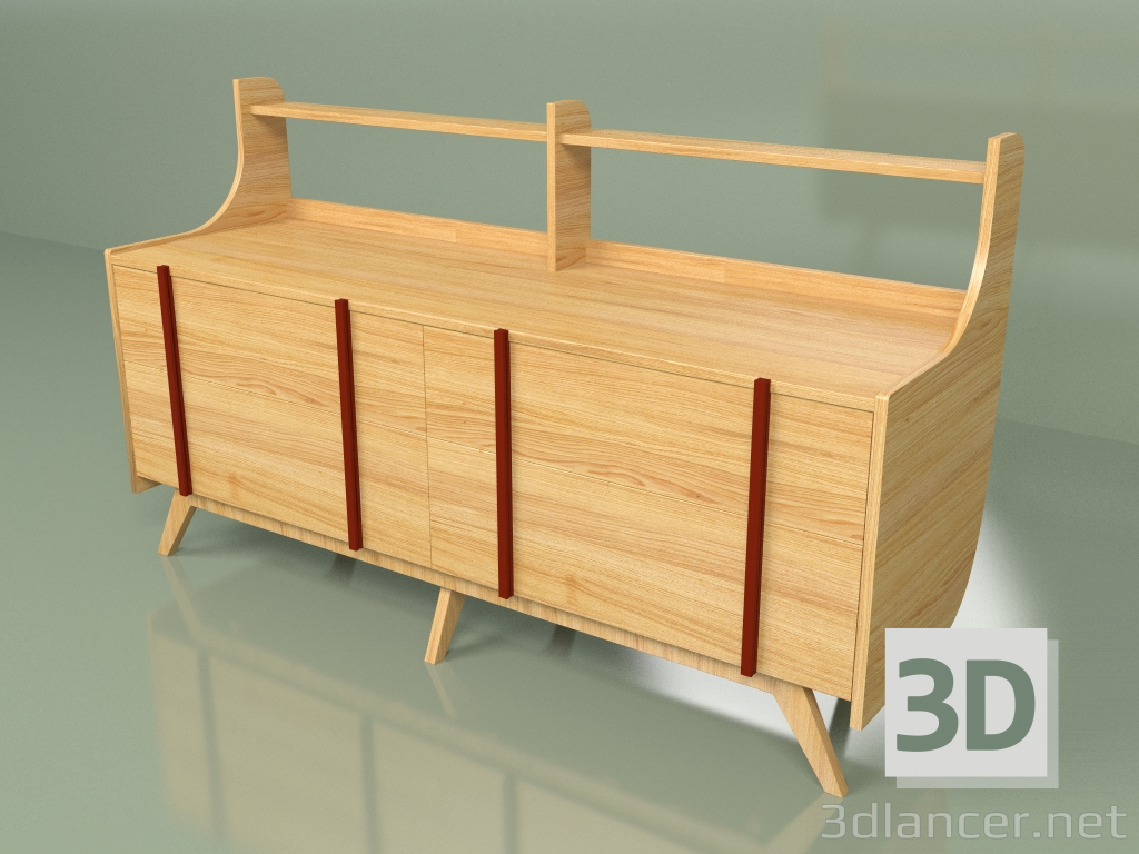 3d model Chest of drawers Woonted (burgundy) - preview