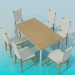 3d model Dining table with chairs - preview