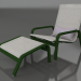 3d model Lounge chair with high back and pouf (Bottle green) - preview