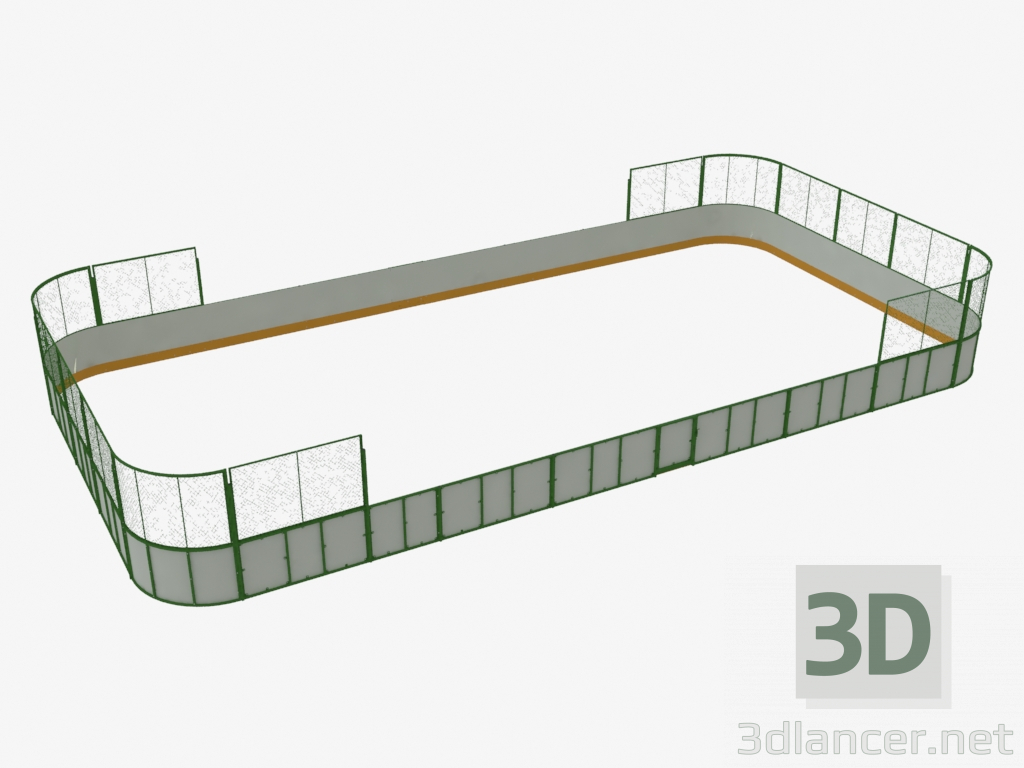 3D Modell Hockeyplatz (Plastik, Gitter hinter dem Tor 20x10) (7933) - Vorschau