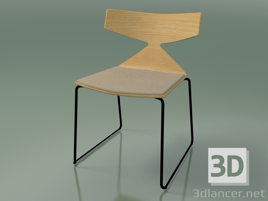 3d model Stackable chair 3711 (on a sled, with a pillow, Natural oak, V39) - preview