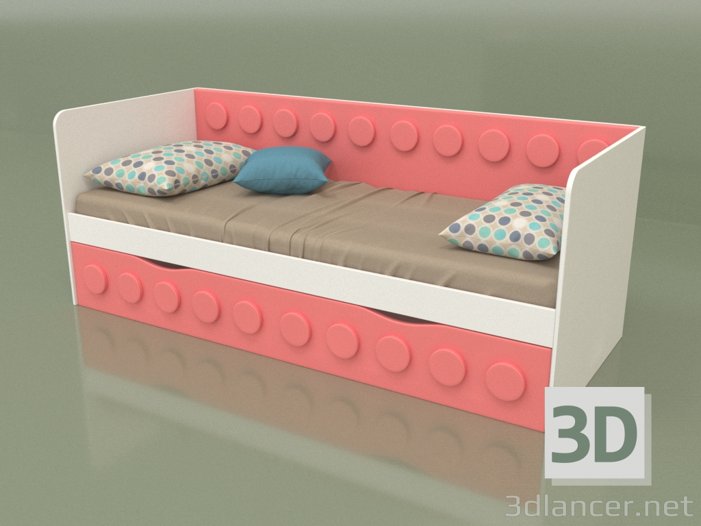 3d model Sofa bed for teenagers with 1 drawer (Coral) - preview