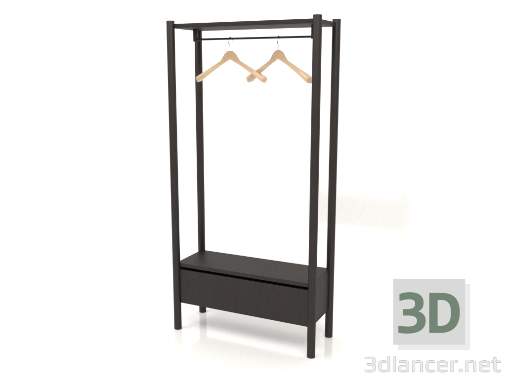 modello 3D Appendiabiti nel corridoio con un armadio (800x300x1600, legno marrone scuro) - anteprima