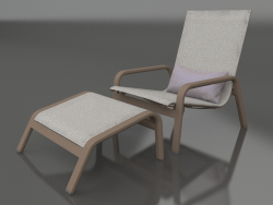 Lounge chair with high back and pouf (Bronze)