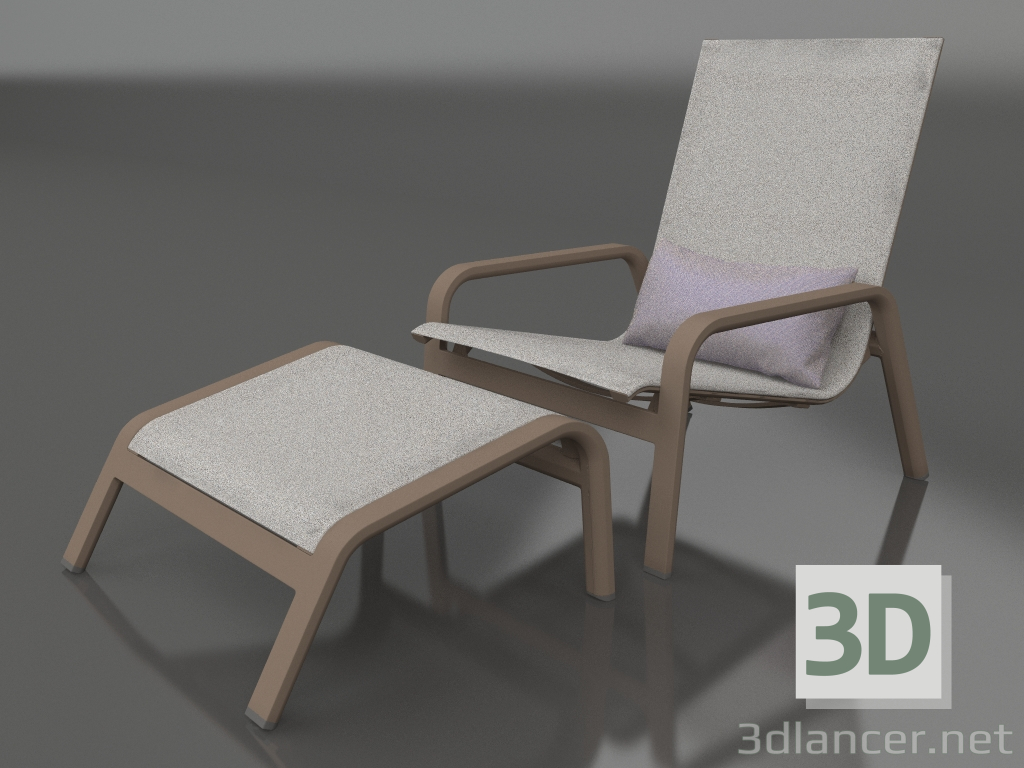 3d model Lounge chair with high back and pouf (Bronze) - preview