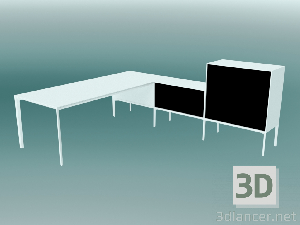 3d model Table with lockers ADD SYSTEM (L shape) - preview