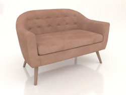 Sofa Florence 2-seater (coral-walnut)