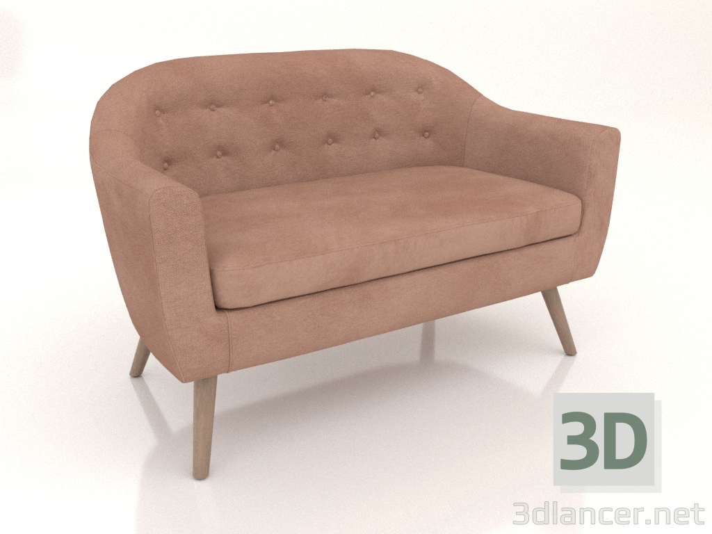 3d model Sofa Florence 2-seater (coral-walnut) - preview