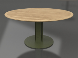 Dining table Ø150 (Olive green, Iroko wood)
