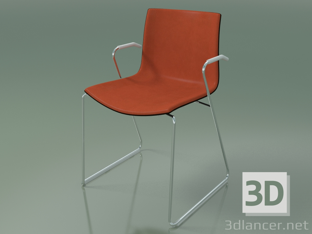 Modelo 3d Cadeira 0327 (sobre trilhos com braços, guarnição frontal, wenguê) - preview