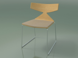 Stapelbarer Stuhl 3711 (auf einem Schlitten, mit Kissen, natürliche Eiche, CRO)