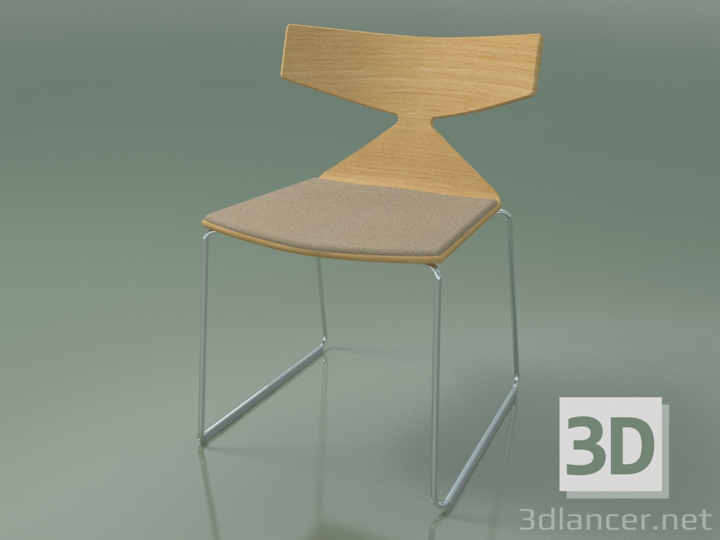 3d model Stackable chair 3711 (on a sled, with a pillow, Natural oak, CRO) - preview