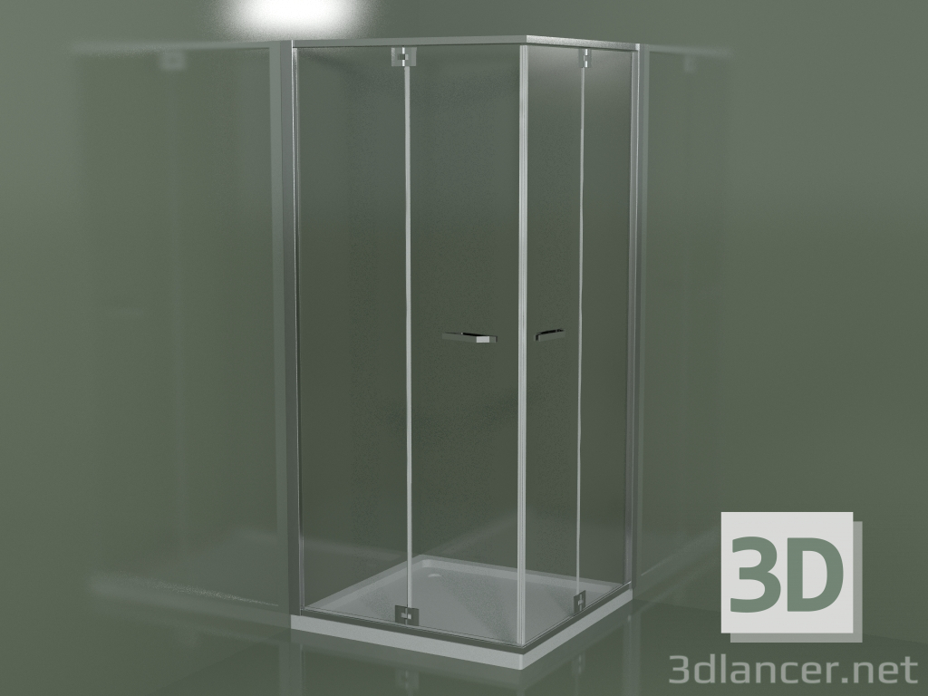 modello 3D Cabina doccia senza telaio RA + RA con anta battente per piatti doccia angolari - anteprima