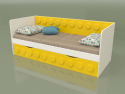 Sofá cama para adolescentes con 1 cajón (amarillo)