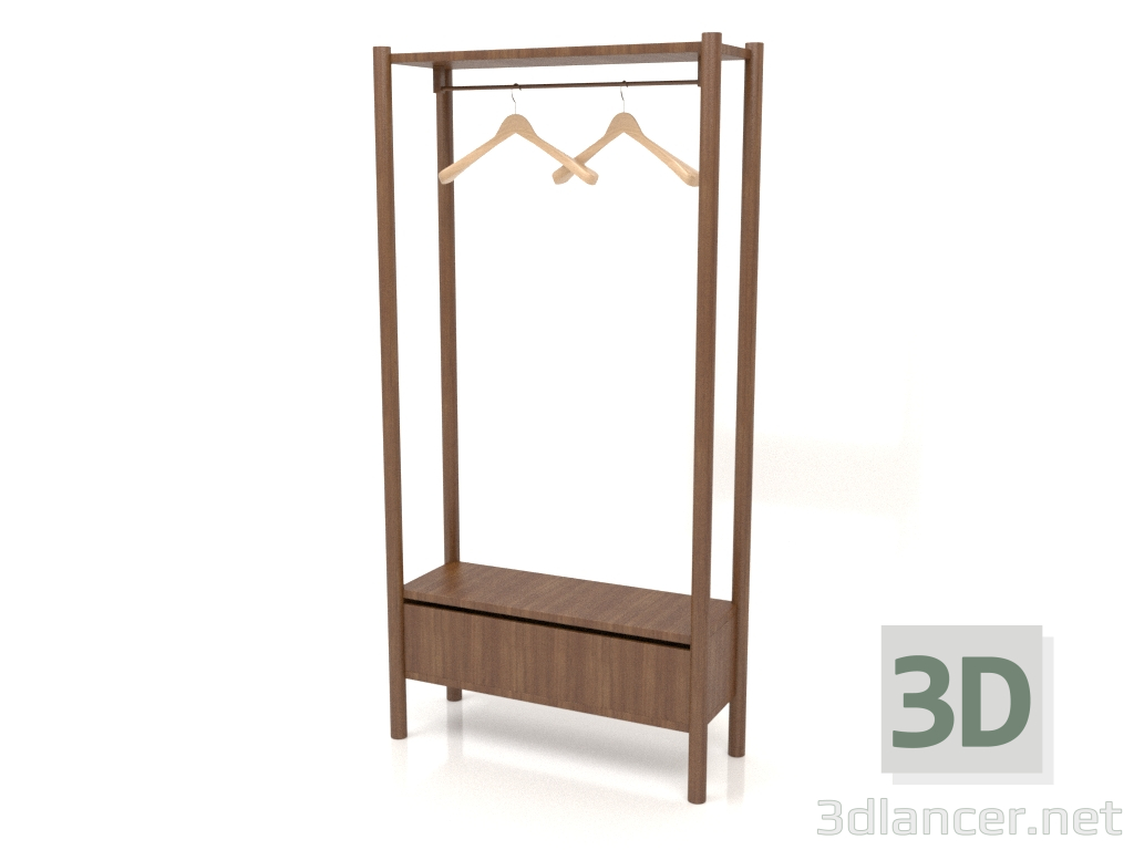 3D Modell Kleiderbügel im Flur mit Schrank (800x300x1600, Holzbraun hell) - Vorschau