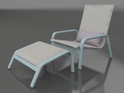 Lounge chair with high back and pouf (Blue gray)