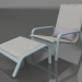 modello 3D Poltrona lounge con schienale alto e pouf (Grigio blu) - anteprima