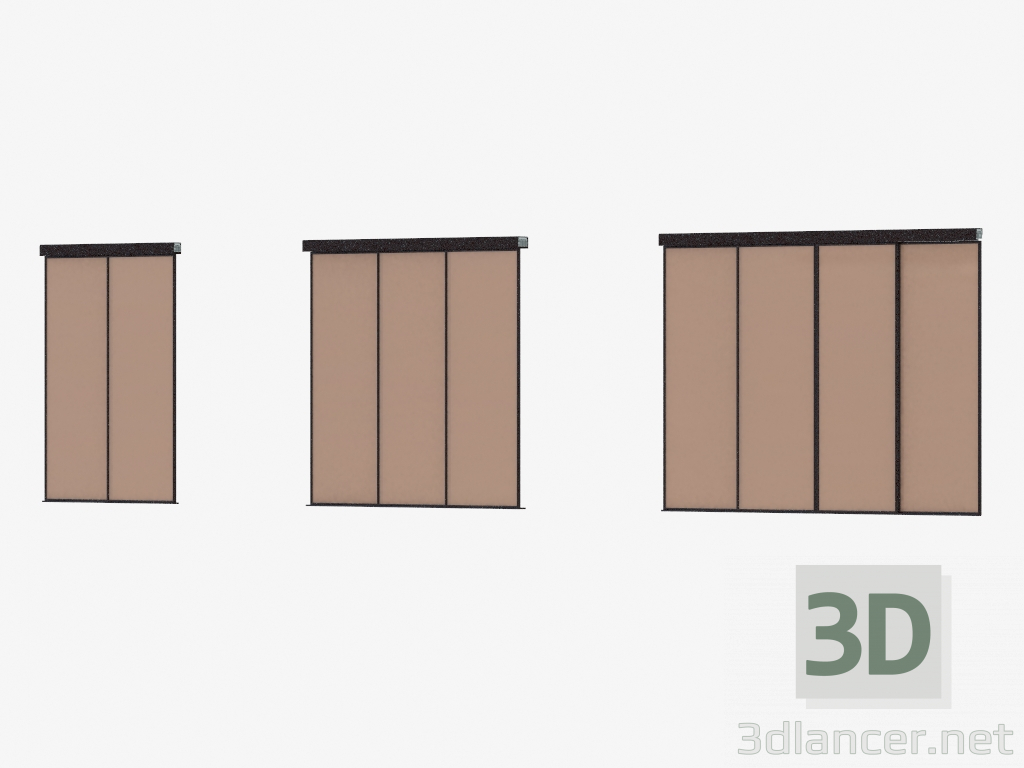 3d model Partición de interroom de A6 (marrón oscuro bronce claro) - vista previa