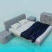 3d модель Кровать, комод и тумбы в комплекте – превью