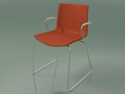 Chair 0327 (on rails with armrests, with front trim, teak effect)
