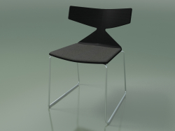 Stapelbarer Stuhl 3711 (auf einem Schlitten, mit Kissen, Schwarz, CRO)