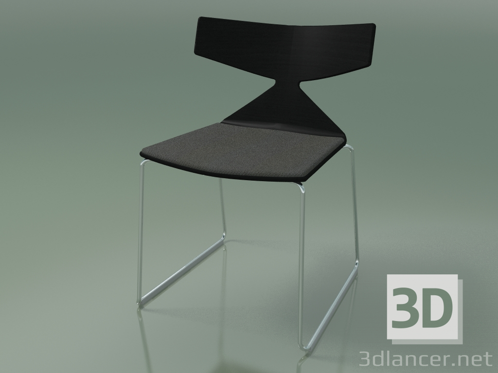 3d model Stackable chair 3711 (on a sled, with a pillow, Black, CRO) - preview