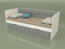 Sofá cama para adolescentes con 1 cajón (gris)
