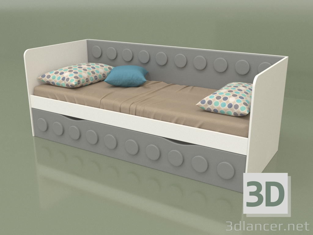 modèle 3D Canapé-lit pour ados avec 1 tiroir (Gris) - preview
