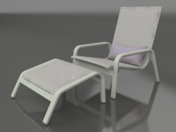Lounge chair with high back and pouf (Cement gray)