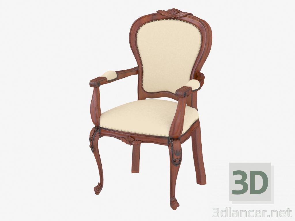 modello 3D Una sedia da pranzo con braccioli (scuro) BN8810 - anteprima