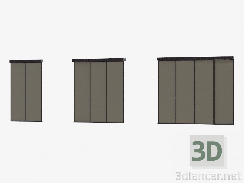 modello 3D Partizione Interroom di A6 (nero lucido marrone scuro) - anteprima