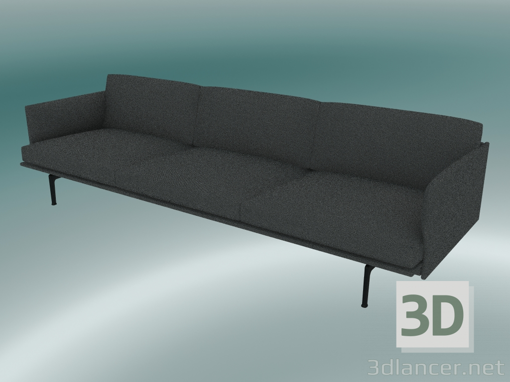 3D modeli 3,5 kişilik kanepe Anahat (Hallingdal 166, Siyah) - önizleme