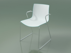 Chair 0287 (on rails with armrests, two-tone polypropylene)