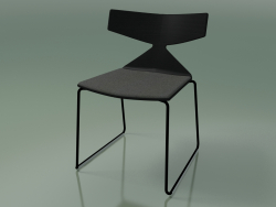 Stapelbarer Stuhl 3711 (auf einem Schlitten mit Kissen, Schwarz, V39)