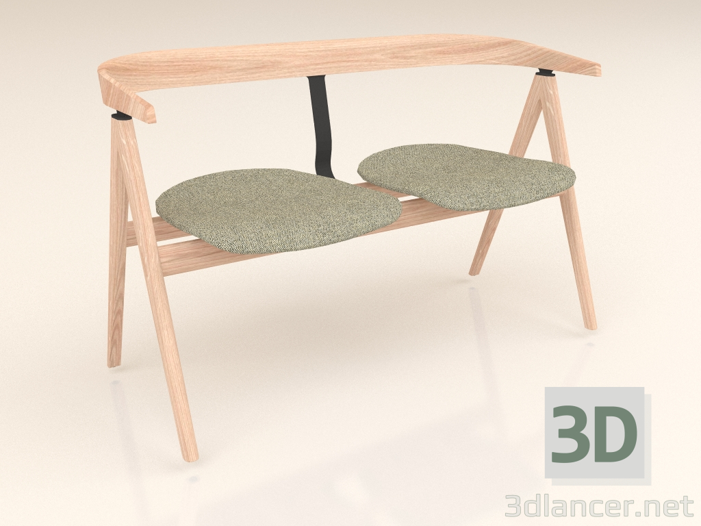 3d model Upholstered bench Ava (light) - preview
