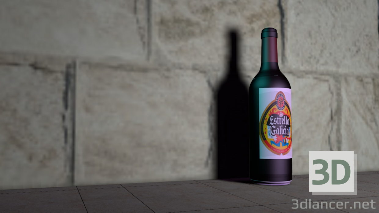 Modelo 3d Garrafa de vinho - preview