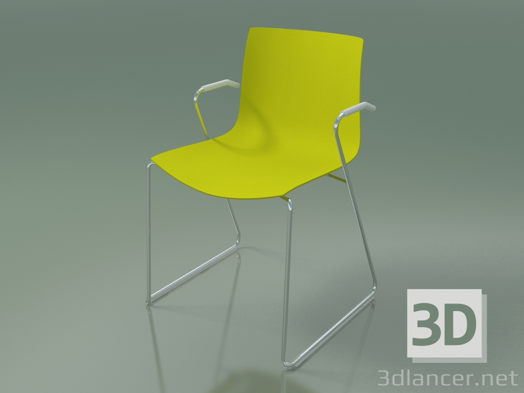 modèle 3D Chaise 0287 (sur rails avec accoudoirs, polypropylène PO00118) - preview