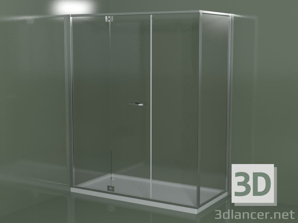 3d model Mampara de ducha sin marco RM + RG con puerta batiente - vista previa