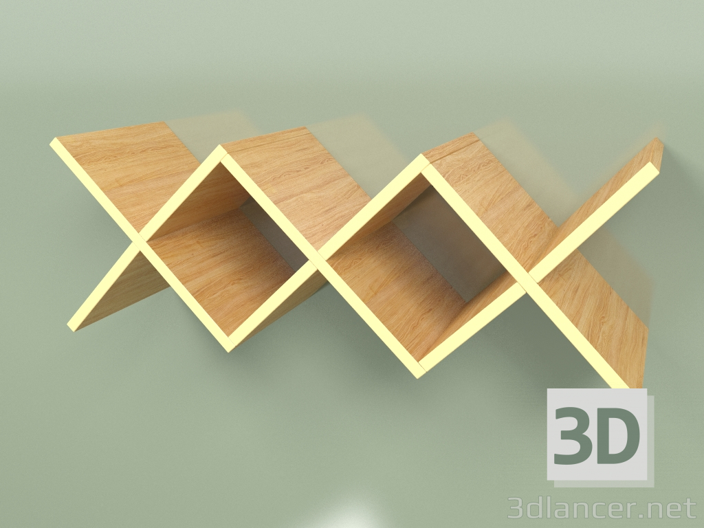 3D modeli Woo Shelf Salon Uzun Raf (Sarı Hardal) - önizleme
