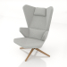 3d модель Кресло для отдыха с деревянным основанием – превью